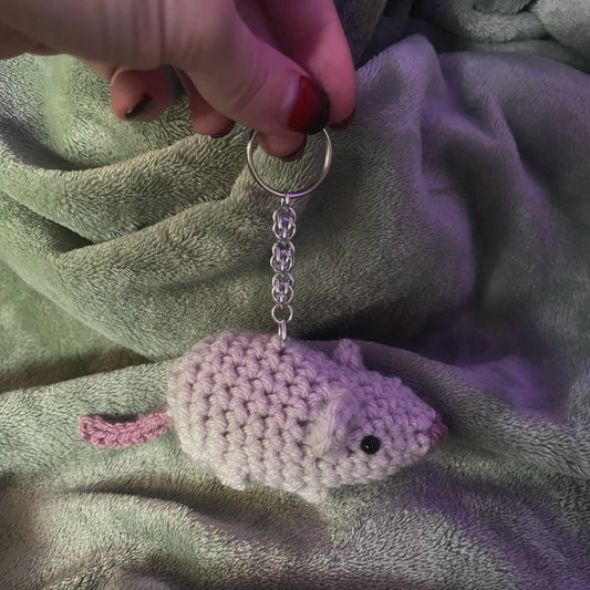 crochet mouse sweet pea keychain
